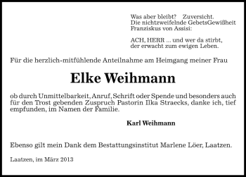 Traueranzeige von Elke Weihmann von Mitteldeutsche Zeitung Bitterfeld