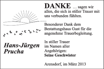 Traueranzeige von Hans-Jürgen Prucha von Super Sonntag Dessau / Köthen