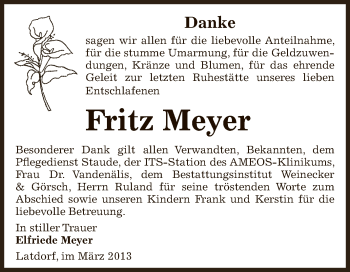 Traueranzeige von Fritz Meyer von Super Sonntag Bernburg