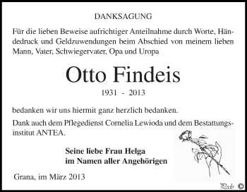 Traueranzeige von Otto Findeis von Super Sonntag Zeitz