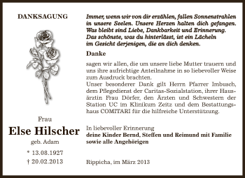 Traueranzeige von Else Hilscher von Super Sonntag Zeitz
