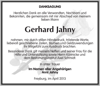 Traueranzeige von Gerhard Jahny von Mitteldeutsche Zeitung Naumburg/Nebra