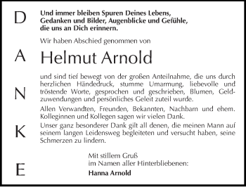 Traueranzeige von Helmut Arnold von Mitteldeutsche Zeitung Halle/Saalkreis