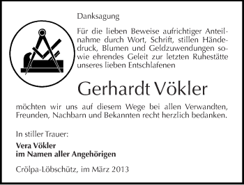 Traueranzeige von Gerhardt Vökler von Mitteldeutsche Zeitung Naumburg/Nebra