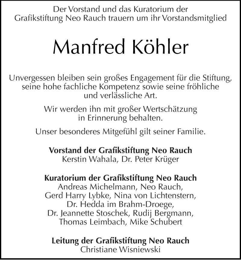  Traueranzeige für Manfred Köhler vom 29.04.2013 aus Mitteldeutsche Zeitung Aschersleben