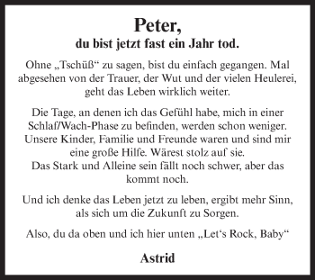 Traueranzeige von Peter  von WVG - Wochenspiegel Aschersleben