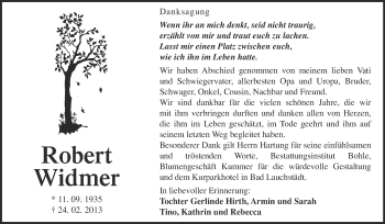 Traueranzeige von Robert Widmer von Super Sonntag Merseburg