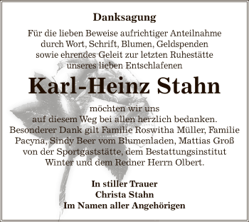 Traueranzeige von Karl-Heinz Stahn von WVG - Wochenspiegel Bitterfeld