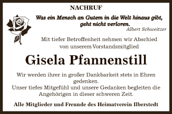 Traueranzeige von Gisela Pfannenstill von Super Sonntag Bernburg