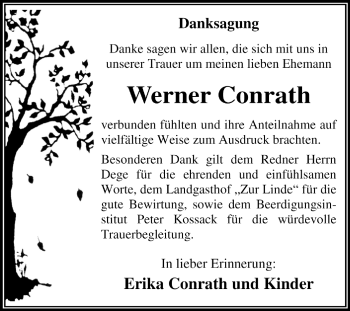 Traueranzeige von Werner Conrath von Super Sonntag Dessau / Köthen