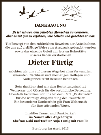 Traueranzeige von Dieter Fürtig von Super Sonntag Bernburg