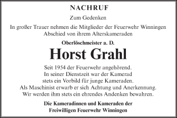 Traueranzeige von Horst Grahl von Super Sonntag Aschersleben
