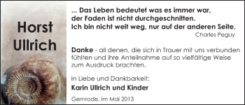 Traueranzeige von Horst Ullrich von Mitteldeutsche Zeitung Quedlinburg