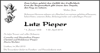 Traueranzeige von Lutz Pieper von Mitteldeutsche Zeitung Halle/Saalkreis