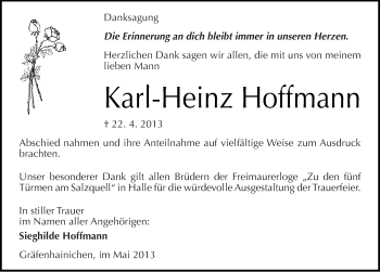 Traueranzeige von Karl-Heinz Hoffmann von Mitteldeutsche Zeitung Wittenberg