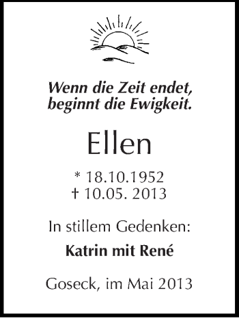 Traueranzeige von Ellen Reichert von Mitteldeutsche Zeitung Naumburg/Nebra