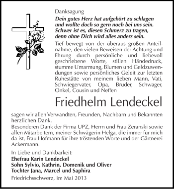Traueranzeige von Friedhelm Lendeckel von Mitteldeutsche Zeitung Halle/Saalkreis