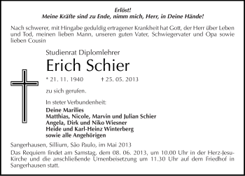 Traueranzeige von Erich Schier von Mitteldeutsche Zeitung Sangerhausen