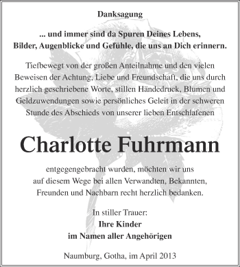 Traueranzeige von Charlotte Fuhrmann von WVG - Wochenspiegel NMB / WSF / ZTZ