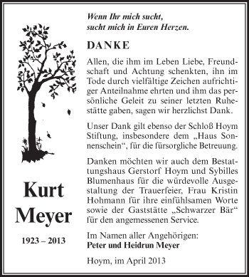Traueranzeige von Kurt Meyer von Super Sonntag Aschersleben