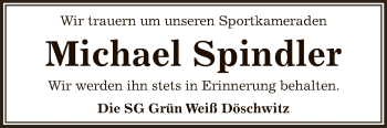 Traueranzeige von Michael Spindler von Super Sonntag Zeitz