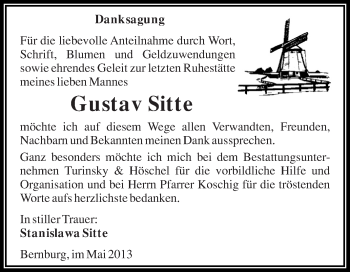 Traueranzeige von Gustav Sitte von WVG - Wochenspiegel Halle