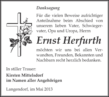 Traueranzeige von Ernst Herfurth von WVG - Wochenspiegel NMB / WSF / ZTZ