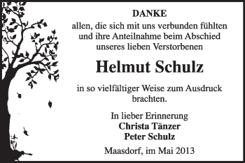 Traueranzeige von Helmut Schulz von Super Sonntag Dessau / Köthen