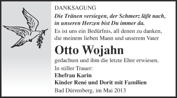 Traueranzeige von Otto Wojahn von Super Sonntag Merseburg