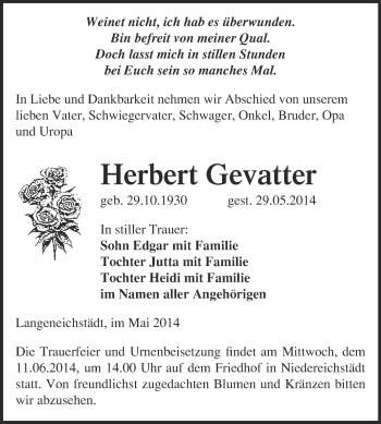 Traueranzeige von Hans Springer von Mitteldeutsche Zeitung Bitterfeld