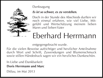 Traueranzeige von Eberhard Herrmann von Mitteldeutsche Zeitung Halle/Saalkreis