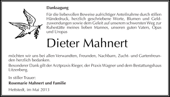 Traueranzeige von Dieter Mahnert von Mitteldeutsche Zeitung Aschersleben