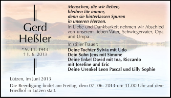 Traueranzeige von Gerd Heßler von Mitteldeutsche Zeitung Weißenfels