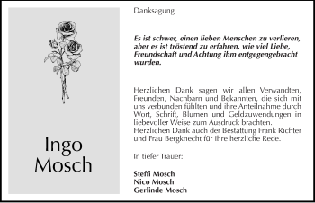 Traueranzeige von Ingo Mosch von Mitteldeutsche Zeitung Sangerhausen