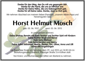 Traueranzeige von Horst Helmut Mosch von Mitteldeutsche Zeitung Köthen