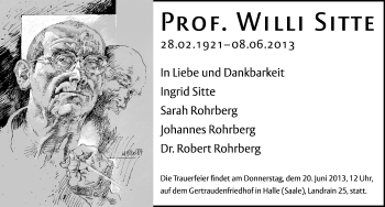 Traueranzeige von Willi Sitte von Mitteldeutsche Zeitung Halle/Saalkreis
