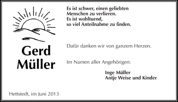 Traueranzeige von Gerd Müller von Mitteldeutsche Zeitung Aschersleben