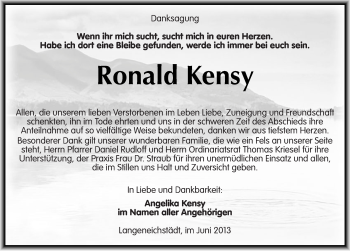 Traueranzeige von Ronald Kensy von Mitteldeutsche Zeitung Merseburg/Querfurt
