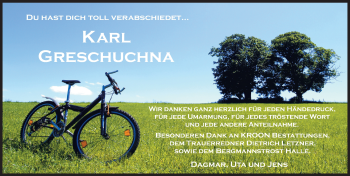 Traueranzeige von Karl Greschuchna von Mitteldeutsche Zeitung Bitterfeld