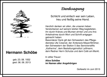 Traueranzeige von Hermann Schöbe von Mitteldeutsche Zeitung Wittenberg