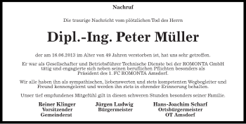 Traueranzeige von Peter Müller von Mitteldeutsche Zeitung Aschersleben