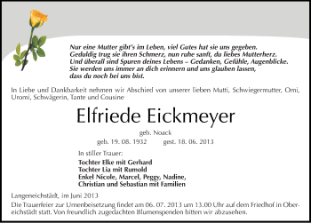 Traueranzeige von Elfriede Eickmeyer von Mitteldeutsche Zeitung Merseburg/Querfurt