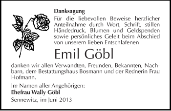 Traueranzeige von Emil Göbl von Mitteldeutsche Zeitung Halle/Saalkreis