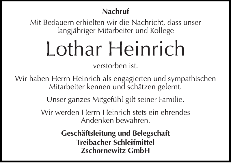  Traueranzeige für Lothar Heinrich vom 26.06.2013 aus Mitteldeutsche Zeitung Wittenberg