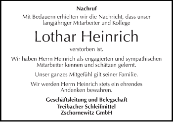 Traueranzeige von Lothar Heinrich von Mitteldeutsche Zeitung Wittenberg