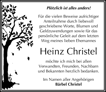 Traueranzeige von Heinz Christel von Mitteldeutsche Zeitung Wittenberg