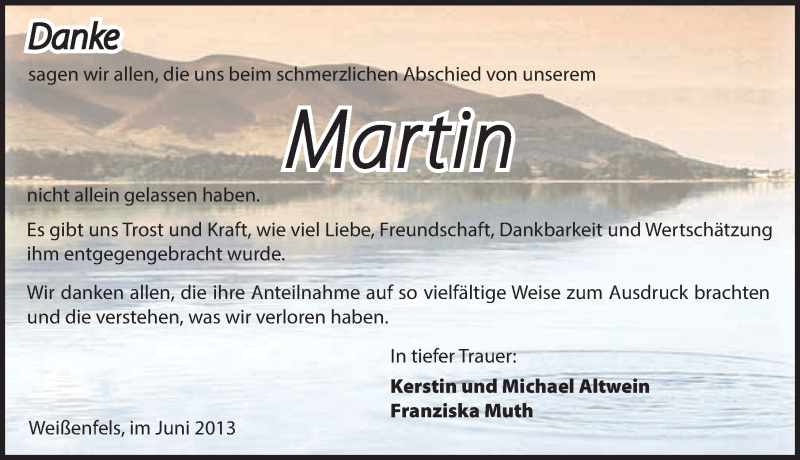  Traueranzeige für Martin Altwein vom 29.06.2013 aus Mitteldeutsche Zeitung