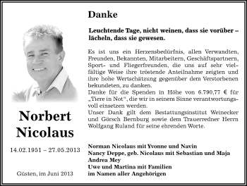 Traueranzeige von Norbert Nicolaus von Mitteldeutsche Zeitung