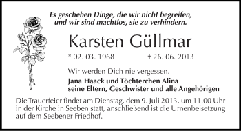 Traueranzeige von Karsten Güllmar von Mitteldeutsche Zeitung Halle/Saalkreis