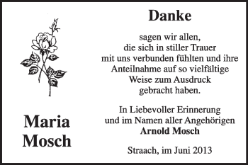 Traueranzeige von Maria Mosch von Super Sonntag Wittenberg